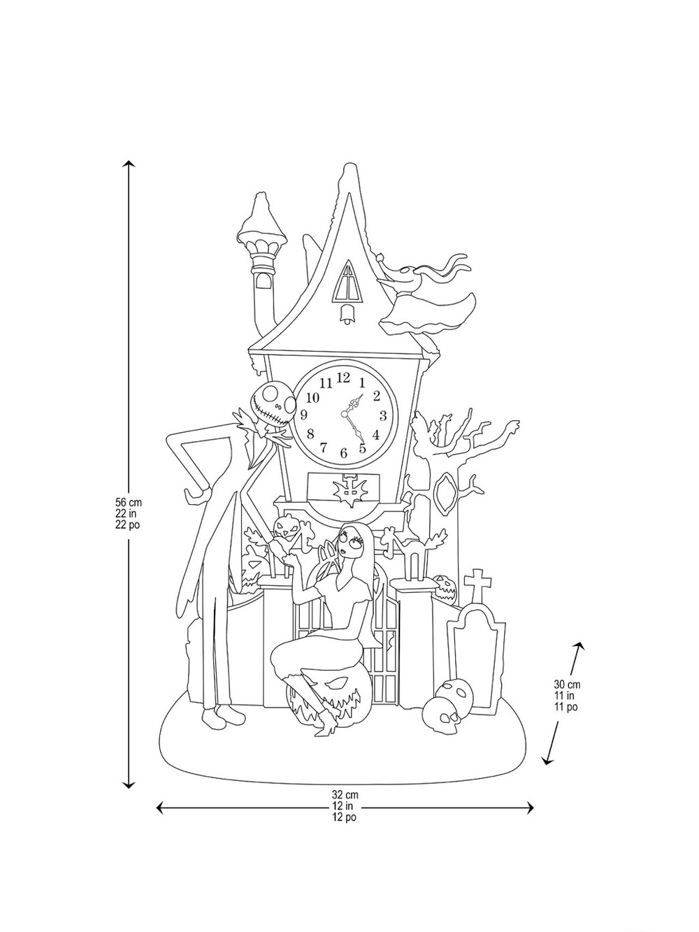 Disney Nightmare Before Christmas 22" Animated Clock Tower with LED and Music - Picture 5 of 5